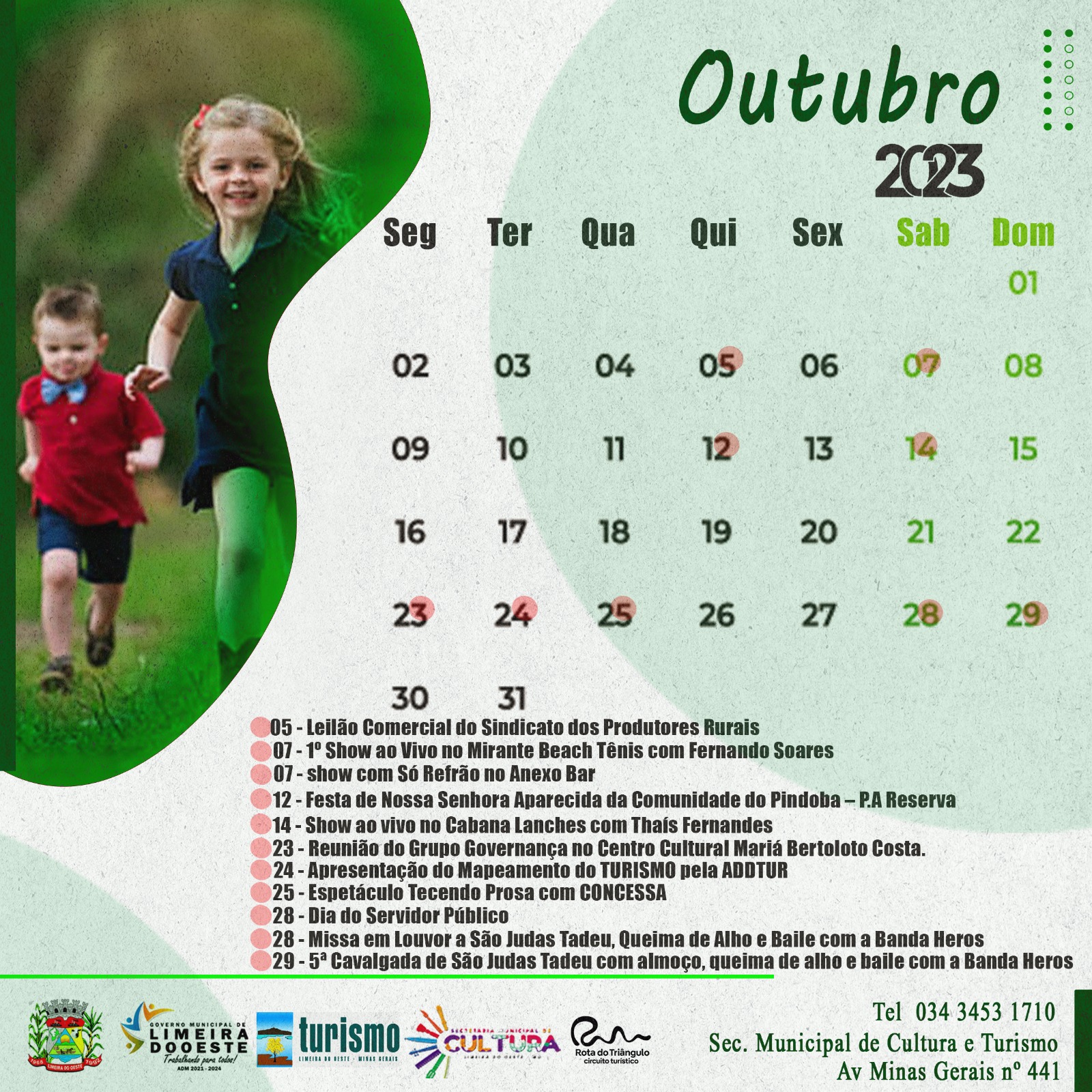 Calendário Cultural Outubro de 2023.